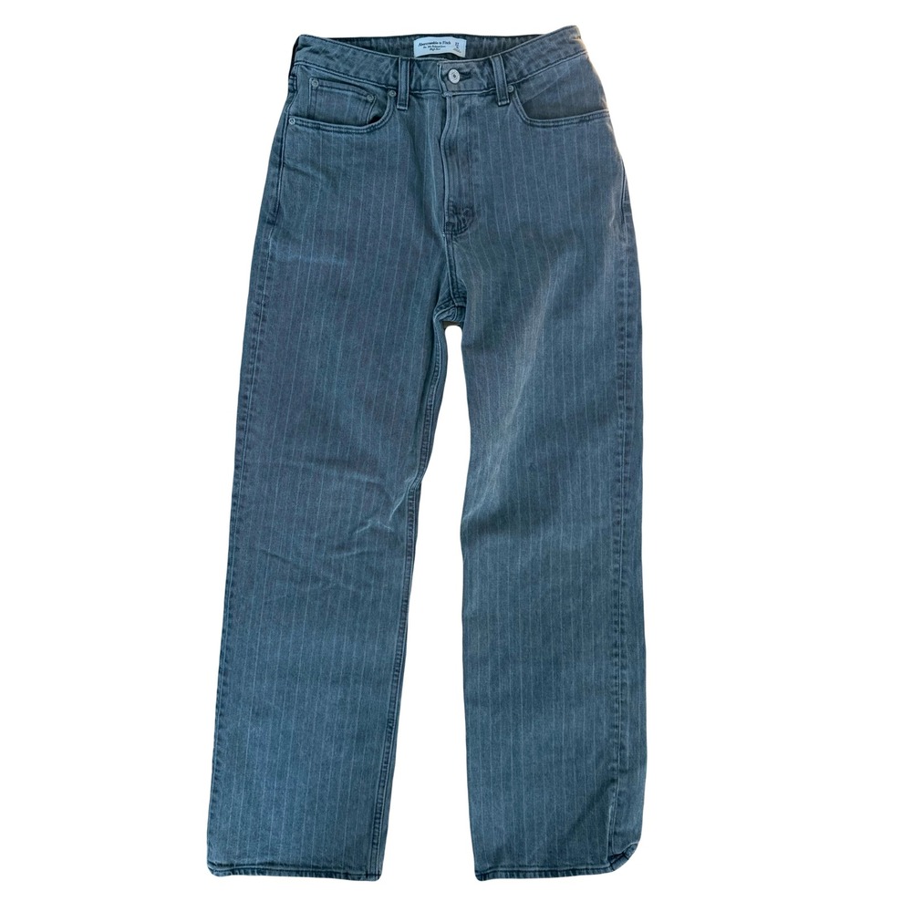 Abercrombie & Fitch Womens 90s Relaxed High Rise Striped‎ Jeans Gray Size 27